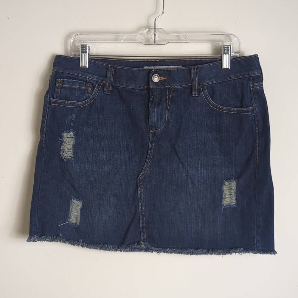 Distressed Y2K Denim Mini Shirt Size 8